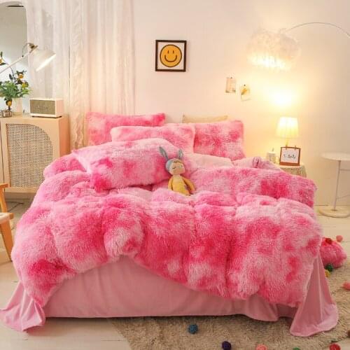 2021 Fluffy Velvet Bedding Set Fleece Duvet Cover Pillowcases Single Full Queen King US AU Size 3pcs Customizable