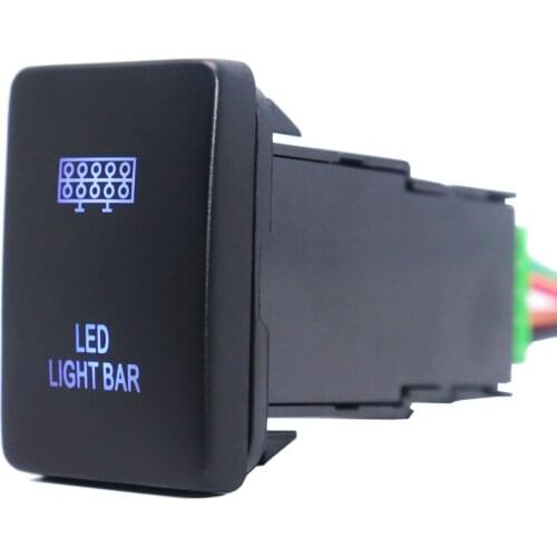 Laser LED Light Bar Push Button Switch ON-Off 3A 12V Blue Led with Connector Wire Fit Toyota Hilux 2015/Prado 150 Series Rav4