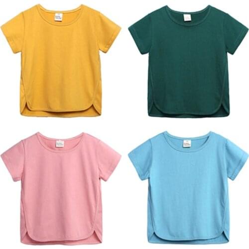 Summer Boys T-shirts Cotton Children Shirt Macaron Color Tops For Girls Short Sleeve Kids Blouse Toddler Tees Baby Clothing 1-9T