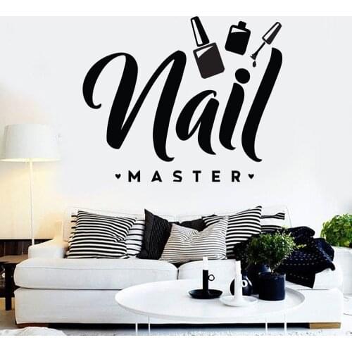 WJWY Nail Salon Wall Stickers Beauty Shop Room Wall Decals Beauty Salon Master Polish Decoration Removable Vinyl Art Murals