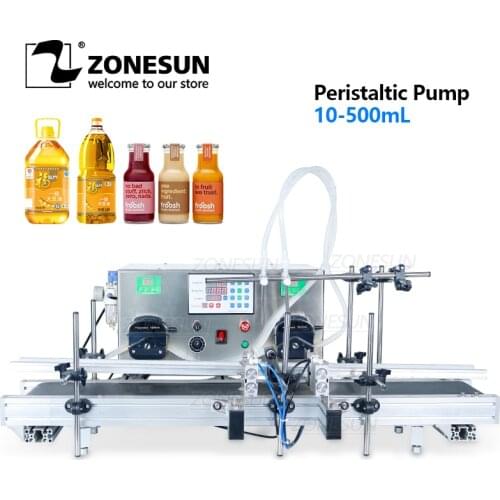 ZONESUN Desktop Automatic Ejuice Perfume Eye Drop Vial Double Nozzles Filling Machine Beverage Bottle Filler for Production Line