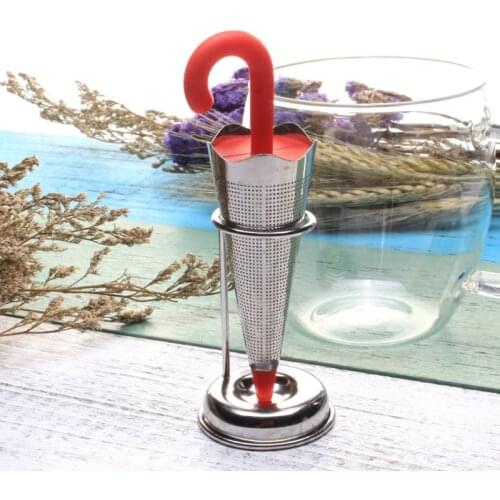 Newest Stainless Steel Tea Infuser Umbrella Shape Silicone Herbal Spice Filter Strainer Mar-10
