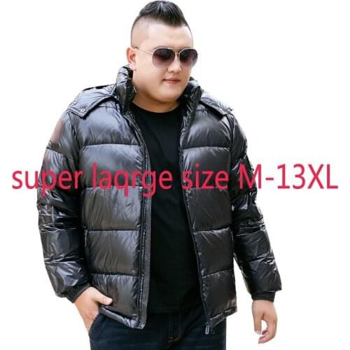New Arrival Fashion Bright Down Jacket Male Extra Large Thick Warm Men Short Coat White Duck Down Plus Size M-10XL11XL12XL13XL