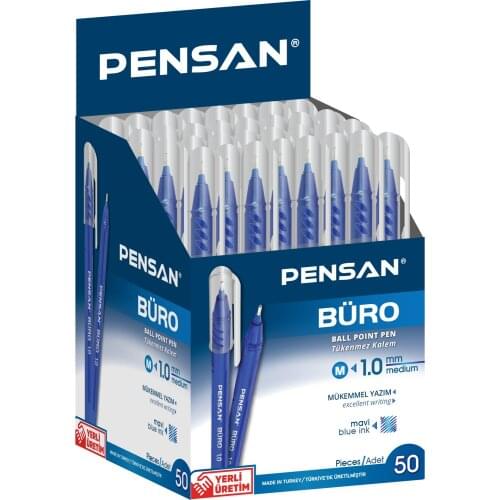 PENSAN OFFICE BALLPOINT PEN 1MM 2270 Blue, Red, Black 50 PIECES SET