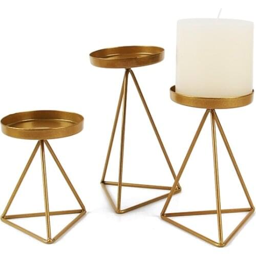 Nordic Style Wrought Iron Geometric Candle Holder Triangle Candlestick Decor GXMA