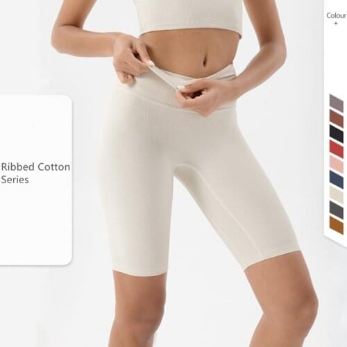 Shorts Women Seamless Leggings Knee Pants Ribbed Cotton Fitness Biker Shorts Yoga Pants Peach Buttocks Sports Clothes Tights Gym