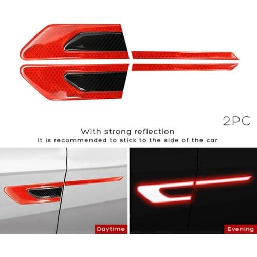 2pcs Car Reflective Safety Warning Strip Tape Bumper Reflective Secure Reflector Stickers Decals Exterior Decorative Accessories