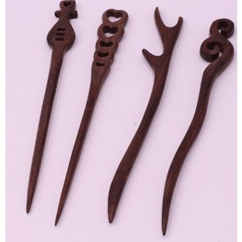 Vintage Hairwear Red Sandalwood wood Hair Sticks Boutique Carve Animal Bird Phoenix Hairpins Styling Tools for Bride Gir J2Y