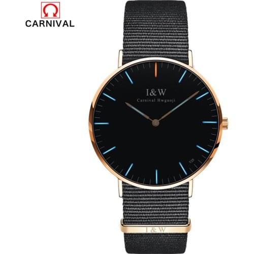 2018KARNEVAL Womens watch Top brand Luxury womens watch Ultra Slim Quartz Watch Business nylon Band Relogio Female Sapphire