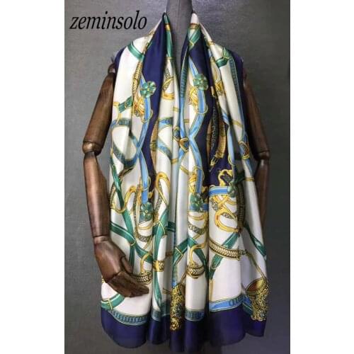Luxury Brand 2019 New Silk Scarf Fashion Summer Women Scarves Large Size Print Chain Female Soft Shawls Wraps Stoles Bandana