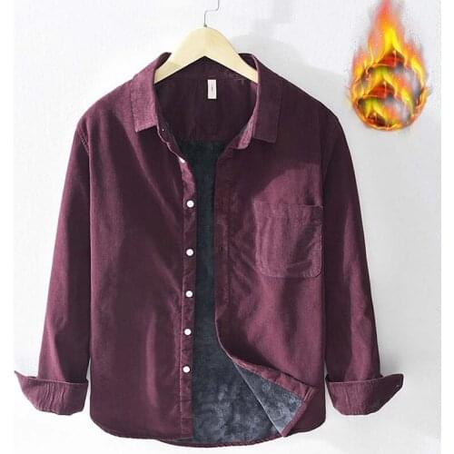 Winter Fleece Flannel Shirts Men Casual Long Sleeve Shirt Streetwear Thick Warm Cotton Liner Dress Shirt Men Chemise Homme