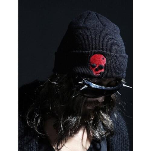 Unisex Winter Cool Cartoon Skull Print Knitted Windproof Warm Cap Men Women Punk Hip Hop Fashion Black Hat Skullies Beanies K1