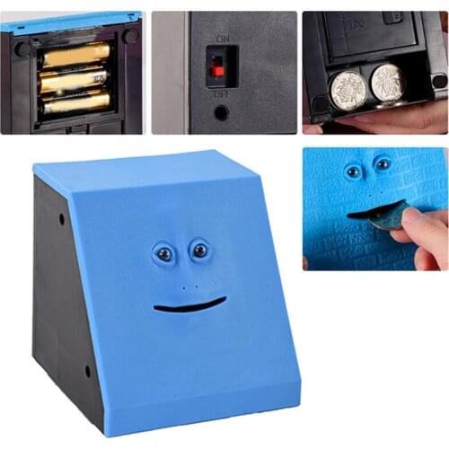 1Set Automatic Deposit Musical ATM Safe Box Smiling Face Bank for Toddlers ABS Coin Eating Bank Educational Safe Box Toy