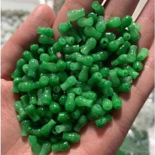 10pc Natural Emerald Green Jade Carved Lucky vase Beads Pendant Chinese Necklace Jewellery Accessories Amulet Gifts Man Women