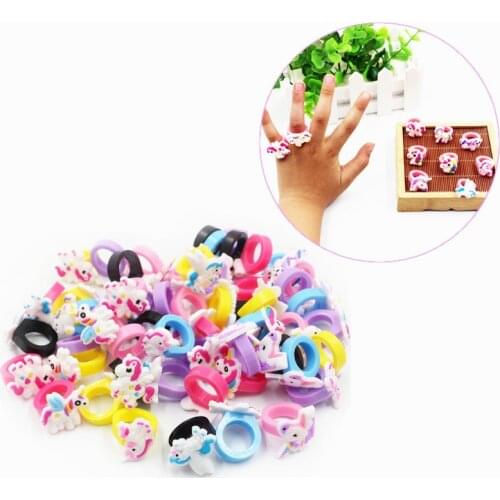10pcs Rainbow Unicorn Party Favors Unicornio Rubber Rings Boy Girls Birthday Party Decorations Kids Gift Baby Shower Decorations