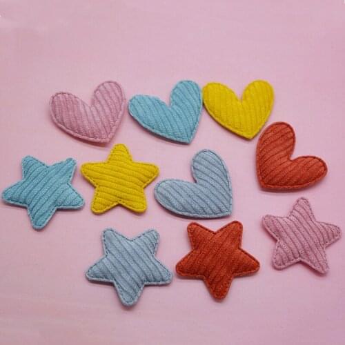 30Pcs/lot felt star and heart Padded Appliques for DIY hair clip accessories and Headwear Decor Patches