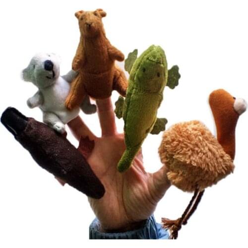 5 Australian Animals Finger Puppets Toy-- Koala Platypus Emu Crocodile