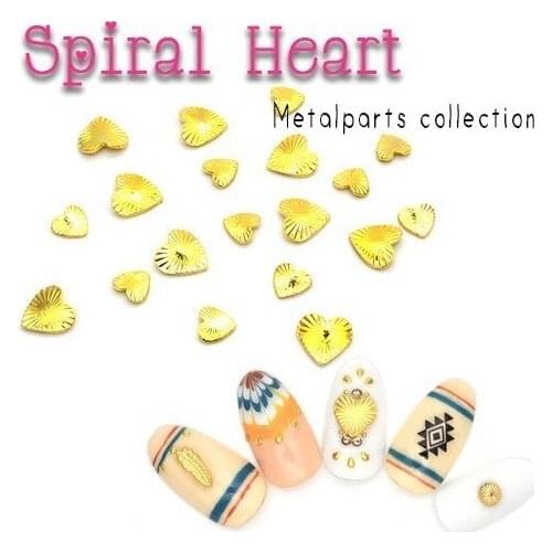 50pcs/pack Japan Korea New Nail Art Alloy Spiral Heart Metal Jewellry Accessories Collection for Women Nail Polish DIY