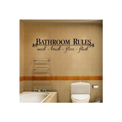 50pcs/lot PVC 58x13cm Bathroom Rules Wall Stickers Auto-stick Majuscule English Proverbs Background Decorative Paper HA535