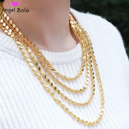 6mm Wide 18K Gold Neutral Temperament Necklace Muslim Islamic Arabian Jewelry Wholesale Never Fade Multiple Size Options