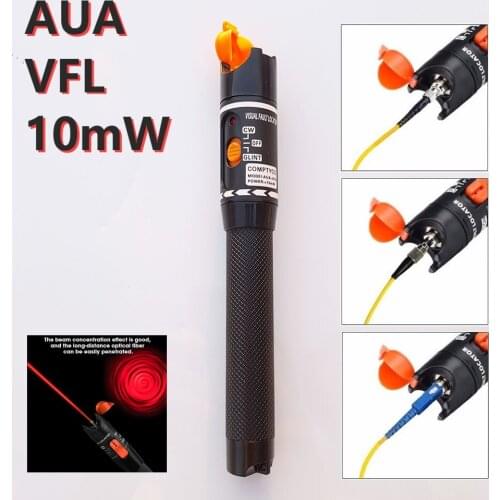 AUA VFL 10mW Visual Fault Locator Fiber Optic Cable Tester 10KM Red Laser Light 10-12KM Pen Type Visual Fault Locator