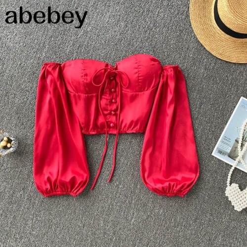 Sleeveless Strapless Satin Blouse Women Korean Elastic Ruched Backless Slim Top Summer Sexy Off Shoulder Short Blouses