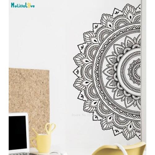 Large Size Half Mandala Wall Decals Indian Lotus Murals Interior Vinyl Living Room Decor Complex Process Gift YT5697