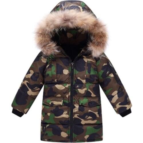 Childrens woolen collared cotton-padded jacket medium length winter coat for boys and girls