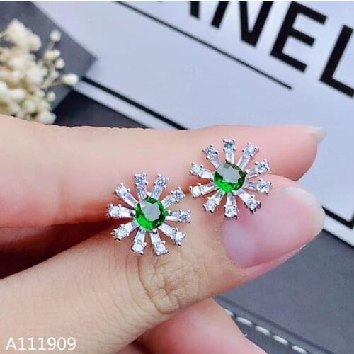 KJJEAXCMY boutique jewelry 925 sterling silver inlaid natural Diopside gemstone female earrings support detection