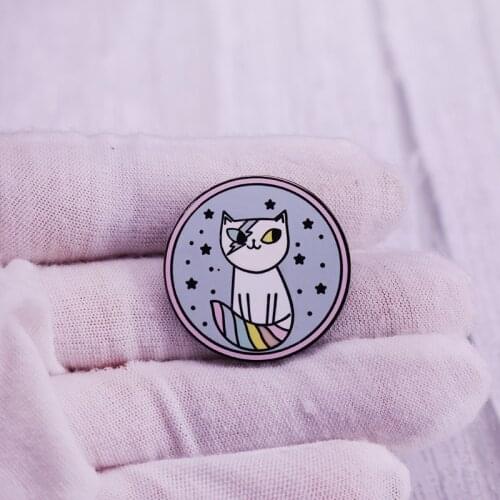 Space cat under the stars pin