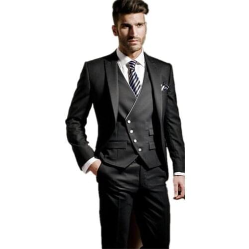 Two buttons side seam incision lapel of the bridegrooms best man suit wedding dress wedding suit (jacket + pants + tie vest