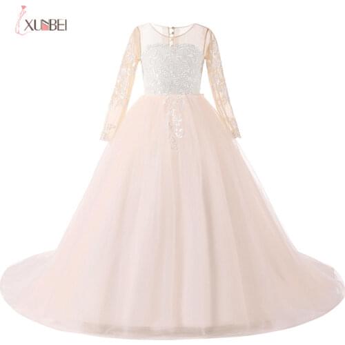 Beautiful Mint Green Flower Girl Dresses 2020 Lace Flower Bow Kids Evening Gowns Ball Gown Pageant Dresses For Girls Glitz