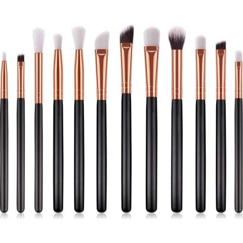 12pcs/lot Professional Eyes Makeup Brushes Set 15CM Wood Handle Eyeshadow Eyebrow Eyeliner Blending Powder Smudge Brush