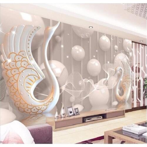 3d wallpaper European White Swan Circle wall painting bedroom living room TV backdrop KTV stripes abstract mural wall paper