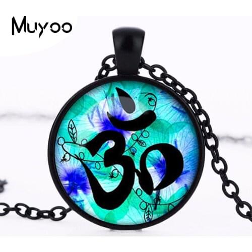 2017 new Om Necklace Charm Om Pendant Yoga Jewelry Om Symbol Buddhism Zen Meditation Art Pendant glass dome Pendant Colar HZ1