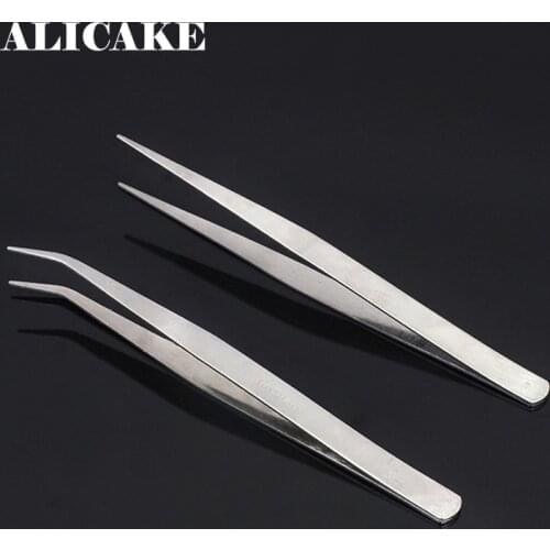 Tweezers Stainless Steel Beads Forceps Clip Candy Sugar Sprinkles Fondant Flower Bend Straight Tweezers Cake Decoration Tools