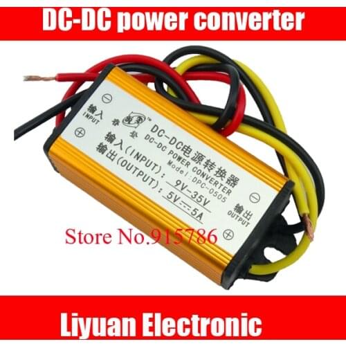 DC-DC power converter / 12V to 5V / 24V to 5V 5A Car Retrofit LED power conversion module / Engineering waterproof supply module