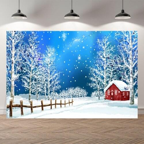 Seekpro Photography Background Merry Christmas Happy New Year Party Cartoon Snow Forest Backdrop Photo Photocall