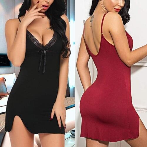 Sexy Lace Lingerie Women Sleepwear V Neck Split Nightgown Summer Night Dress Sleeveless Plus Size Nightwear Nighty Homewear 2XL