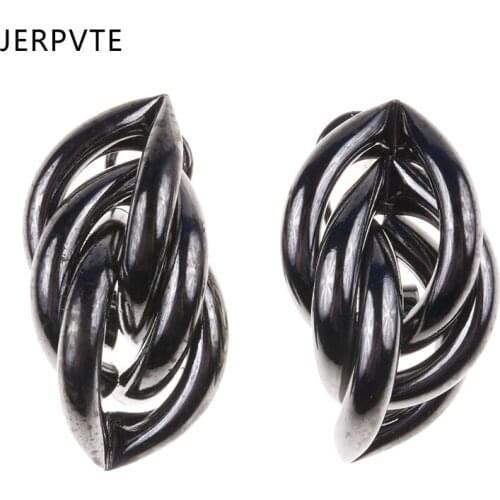 JERPVTE New Vintage Punk Big Torque Metal Stud Earrings Retro Stereoscopic Alloy Earrings for Women Jewelry Accessories