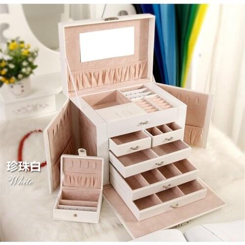 Classical Style Large Capacity Five Layers Super luxury Big Butterfly Leather Jewelry Box Cosmetic Box Jewel Storage Box