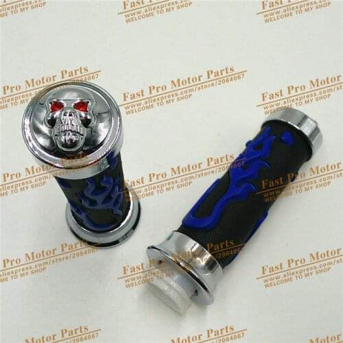 Blue Universal Moto Motorcycle Chopper Handlebar Grips flame Hand Grips 2* Firestorm rubber Handle Bar Hand Grips free shipping