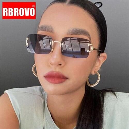 RBROVO Rimless Rectangle Sunglasses Women Brand Designer Eyewear For Women/Men Metal Glasses Lady Shades Oculos Gafas De Sol