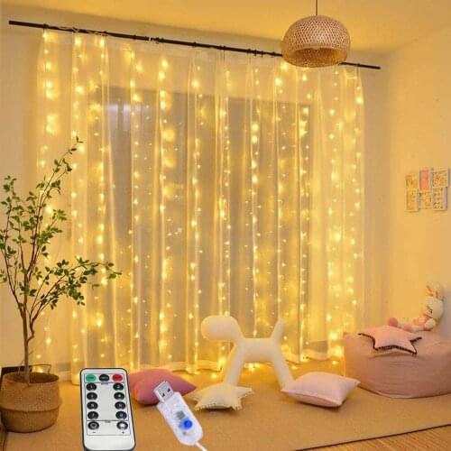 3x3M LED garland curtain string lights Remote Control USB fairy light Home decoration on the window Wedding party Holiday lighti
