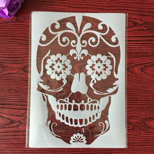 A4 29 * 21cm DIY Stencils Wall Painting Scrapbook Coloring Embossing Album Decorative Paper Card Template,wall skull stencil