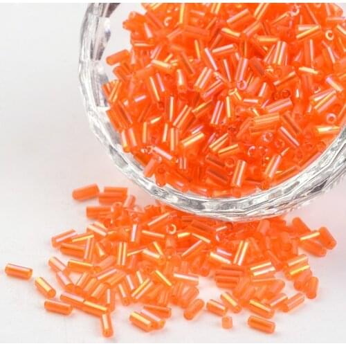 Tube Transparent Colours Rainbow Plated Glass Seed Bugle Beads for Spacer Jewelry Making Garment Sewing Accessory 1200pcs/50g