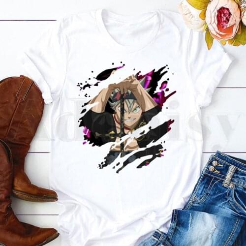 Japan Manga Asta Black Clover Funny Anime T Shirts Womens T-shirt Short Sleeve Female Tops Tees Harajuku Vogue Vintage