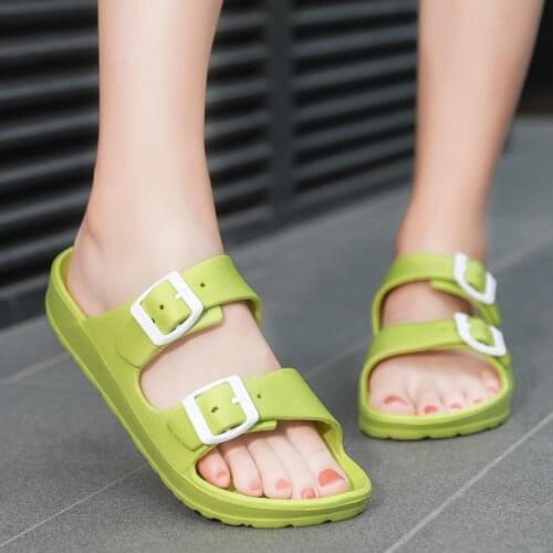 Womens Slippers casual Shoes Breathable sandals Double Buckle Clogs summer slip on women flip flops shoes Sandalias Mujer 2020