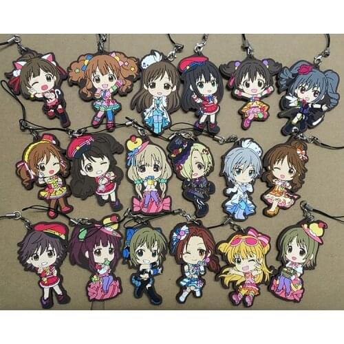 18pcs/lot the idolm ster cinderella random sent Japanese anime figure rubber Silicone mobile phone charms/keychain