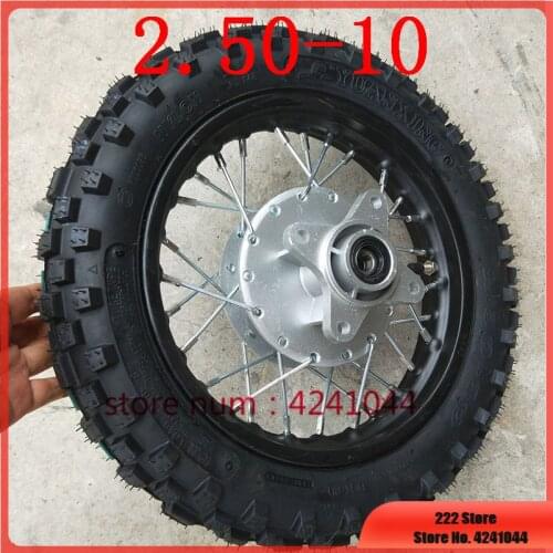 2.50-10 Rear Rims Tyres 10 inch Steel Wheel 28 Spoke Rims Drum Brake hub for CRF50 dirt pit bike motocross off road motorcycle